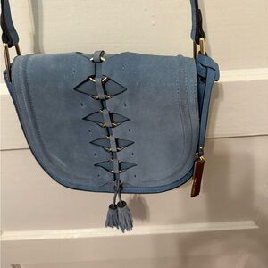 Vince Camuto Small Leather Blue Crossbody w/silver hardware.